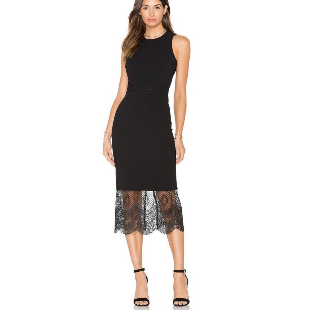 Cinq A Sept Hestia Black Sleeveless Dress Black Lace Bottom